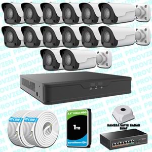 Provzen UNV 14 Kameralı IP Full HD Güvenlik Kamerası Seti