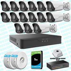 Provzen UNV 15 Kameralı IP Full HD Güvenlik Kamerası Seti