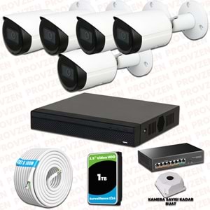Provzen Dahua 5 Kameralı IP 1080P Gece Görüşlü Güvenlik Kamerası