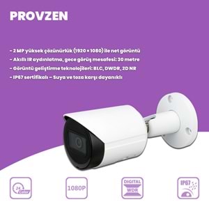 Provzen Dahua 6 Kameralı IP 1080P Gece Görüşlü Güvenlik Kamerası