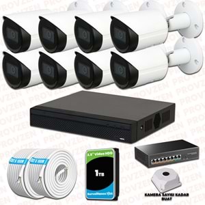 Provzen Dahua 8 Kameralı IP 1080P Gece Görüşlü Güvenlik Kamerası