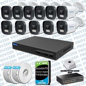 Provzen Zanuo 11 Kameralı 1080P Mikrofonlu IP Güvenlik Kamera Seti