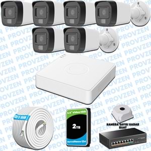 Provzen Hikvision 6’lı İP 4MP Güvenlik Kamerası Seti Colorvu Mikrofonlu Olay Anında Bildirim