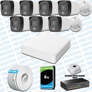Provzen Hikvision 7’li İP 4MP Güvenlik Kamerası Seti Colorvu Mikrofonlu Olay Anında Bildirim