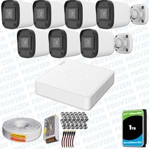 Provzen Hikvision Unv 7'li Full HD Güvenlik Kamerası Set Gece Görüş, Mikrofon, Olay Anında Bildirim
