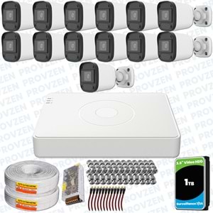 Provzen Hikvision Unv 13'lü Full HD Güvenlik Kamerası Set Gece Görüş, Mikrofon, Olay Anında Bildirim