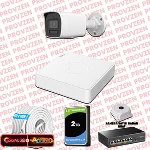 Provzen Hikvision 1 Kameralı 6MP IP ColorVu 3.0 Güvenlik Sistemi AI İnsan Araç Algılama Çift Yönlü Ses ve Işıklı Alarm