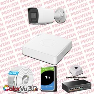 Provzen Hikvision 1 Kameralı 4MP IP ColorVu 3.0 Güvenlik Sistemi AI İnsan Araç Algılama Mikrofon ve Işıklı Alarm