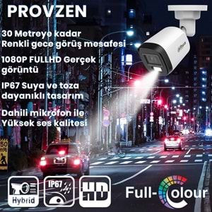 PROVZEN DAHUA 6 KAMERALI FULLCOLOR SES KAYITLI GÜVENLİK KAMERASI