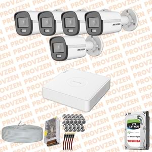 PROVZEN HIKVISION COLORVU GECE RENKLİ 5 KAMERALI SET 1TB HDD