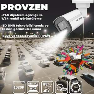 PROVZEN HIKVISION COLORVU GECE RENKLİ 10 KAMERALI SET 1TB HDD