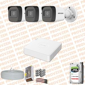 PROVZEN HİKVİSİON 3 KAMERA FULLHD GÜVENLİK KAMERASI SET 500GB HDD