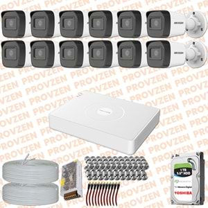 PROVZEN HİKVİSİON 12 KAMERA FULLHD GÜVENLİK KAMERASI SET 1TB HDD