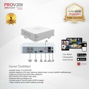 PROVZEN PREMİUM HİKVİSİON 4 KAMERALI GÜVENLİK KAMERA SETİ 500GB