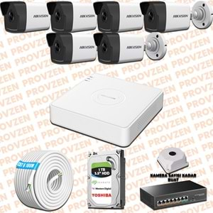 PROVZEN HIKVISION 6 KAMERALI İP KAMERA SETİ 1080P MİKROFONLU