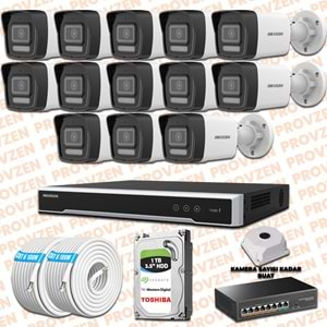 PROVZEN HIKVISION İP 13 KAMERALI SET 1080P COLORVU MİKROFONLU