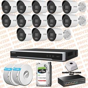 PROVZEN HIKVISION 13 KAMERA İP SET 7/24 RENKLİ COLORVU MİKROFONLU