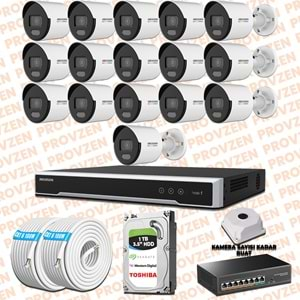 PROVZEN HIKVISION 16 KAMERA İP SET 7/24 RENKLİ COLORVU MİKROFONLU