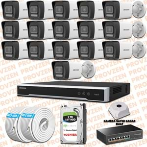 PROVZEN HIKVISION 16 İP KAMERALI 4MP HİBRİT COLORVU KAMERA SETİ