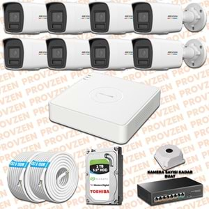 PROVZEN HIKVISION 8 İP GÜVENLİK KAMERASI SETİ 4MP COLORVU HİBRİT