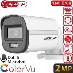 HIKVISION (DS-2CE10DF0T-LPFS) 2MP 3.6MM 1080P HD-TVI COLORVU PLASTİK DIŞ ORTAM SESLİ IR KAMERA 20MT.