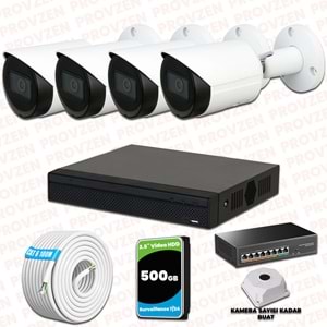 Provzen Dahua 4 Kameralı IP 1080P Gece Görüşlü Güvenlik Kamerası