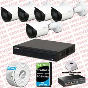 PROVZEN DAHUA 5 KAMERALI İP KAMERA SETİ 1080P GECE GÖRÜŞLÜ