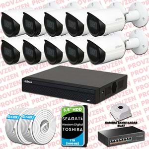 PROVZEN DAHUA 10 KAMERALI İP KAMERA SETİ 1080P GECE GÖRÜŞLÜ