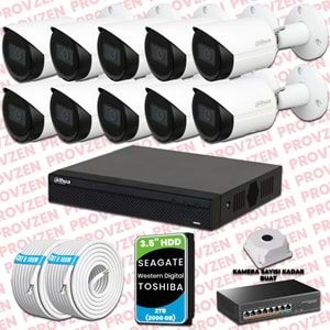 PROVZEN DAHUA 10 KAMERALI İP KAMERA SETİ 1440P GECE GÖRÜŞLÜ