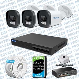 Provzen Zanuo 3 IP Kameralı 1440P Mikrofonlu Güvenlik Kamerası Seti