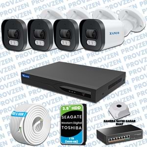PROVZEN ZANUO 4 KAMERALI İP KAMERA SETİ 1440P MİKROFONLU