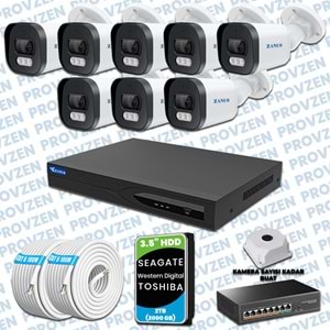 PROVZEN ZANUO 8 KAMERALI İP KAMERA SETİ 1440P MİKROFONLU