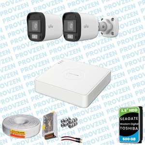 PROVZEN UNV 2 KAMERALI 7/24 RENKLİ GÜVENLİK KAMERASI MİKROFONLU