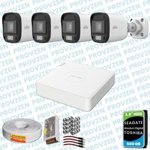 PROVZEN UNV 4 KAMERALI 7/24 RENKLİ GÜVENLİK KAMERASI MİKROFONLU