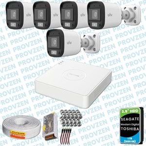 PROVZEN UNV 5 KAMERALI 7/24 RENKLİ GÜVENLİK KAMERASI MİKROFONLU