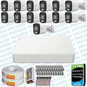 PROVZEN UNV 13 KAMERALI 7/24 RENKLİ GÜVENLİK KAMERASI MİKROFONLU