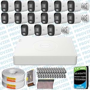 PROVZEN UNV 15 KAMERALI 7/24 RENKLİ GÜVENLİK KAMERASI MİKROFONLU