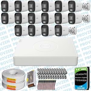 PROVZEN UNV 16 KAMERALI 7/24 RENKLİ GÜVENLİK KAMERASI MİKROFONLU