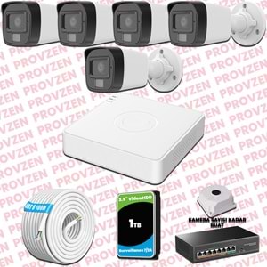 Provzen Hikvision 5 Kameralı IP Set Renkli Gece Görüşlü Mikrofonlu 2MP