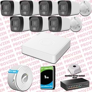 Provzen Hikvision 7 Kameralı IP Set Renkli Gece Görüşlü Mikrofonlu 2MP
