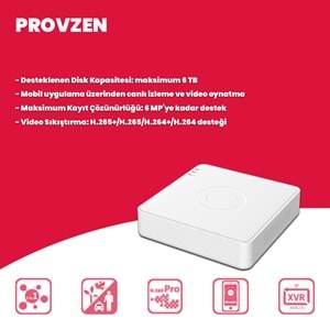 Provzen Hikvision 8 Kameralı IP Set Renkli Gece Görüşlü Mikrofonlu 2MP