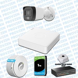Provzen Hikvision 1’li İP 4MP Güvenlik Kamerası Seti Colorvu Mikrofonlu Olay Anında Bildirim