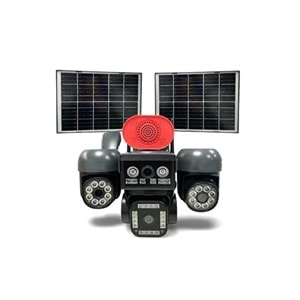 Provzen FX-A446 4 Kameralı (3 PTZ + 1 Sabit) 12MP 4G SIM Kartlı Güneş Enerjili Akıllı Güvenlik Kamerası | Full Color Gece Görüş + AOV Kayıt