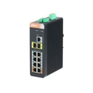 DAHUA PFS4210-8GT-DP 10 Port Gigabit(8 Port Gigabit PoE) Endüstriyel Switch (8GE PoE + 2GE SFP Total 120W PoE )