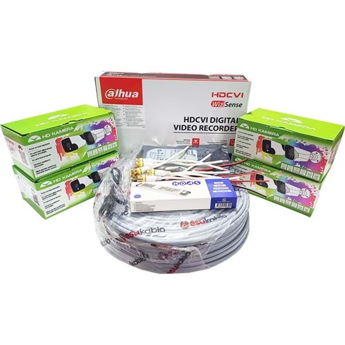 Dahua 4’lü Full HD Güvenlik Kamerası Seti Renkli Gece Görüşlü, SMD Plus Destekli