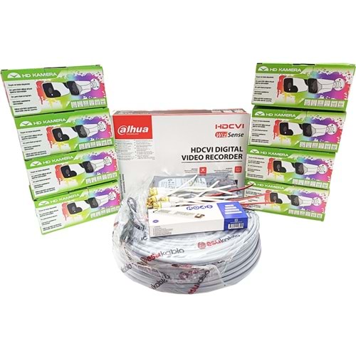 Dahua 8’li Full HD Güvenlik Kamerası Seti Renkli Gece Görüşlü, SMD Plus Destekli