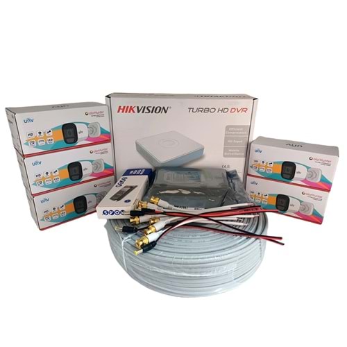 Hikvision 5’li Full HD Güvenlik Kamerası Seti Renkli Gece Görüşlü, Mikrofonlu, Olay Anında Bildirim