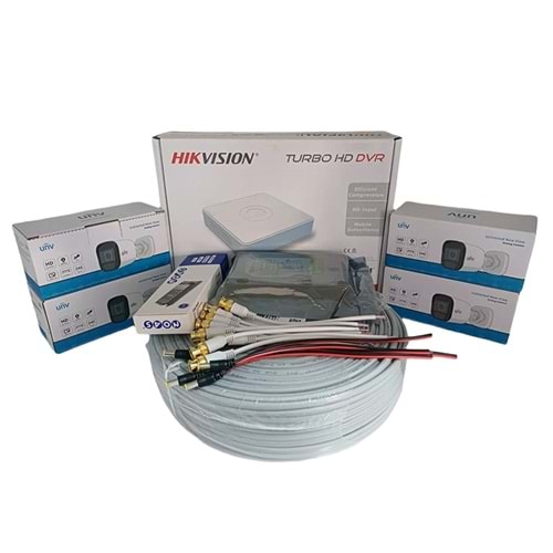 Hikvision 4'lü Güvenlik Kamerası Seti, Mikrofonlu, Uzaktan İzleme, Olay Anında Bildirim