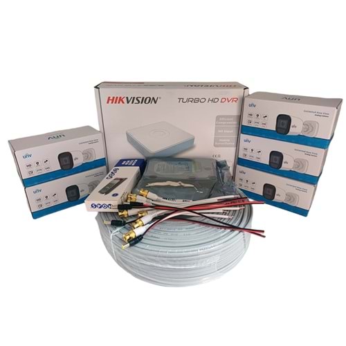 Hikvision 5'li Güvenlik Kamerası Seti, Mikrofonlu, Uzaktan İzleme, Olay Anında Bildirim
