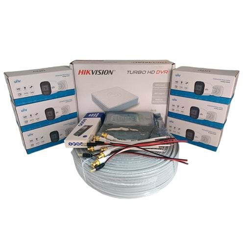 Hikvision 6'lı Güvenlik Kamerası Seti, Mikrofonlu, Uzaktan İzleme, Olay Anında Bildirim